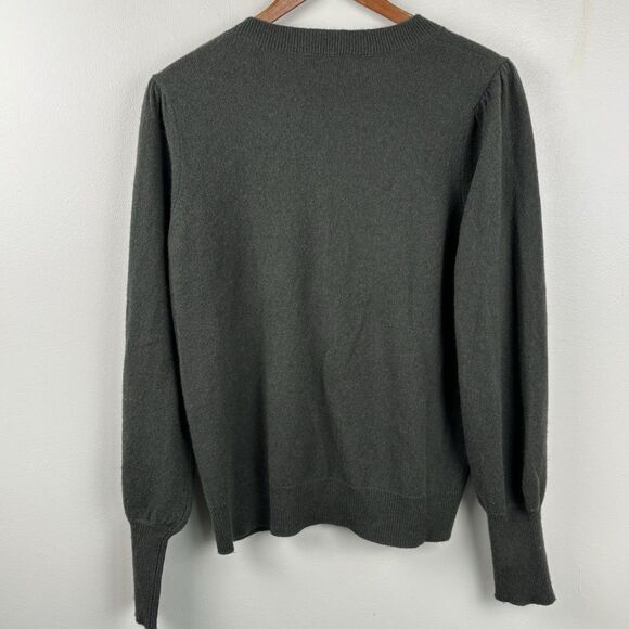 VERONICA BEARD Charcoal Green Cashmere Pullover Sweater Size Large Button Accent - Picture 10 of 11